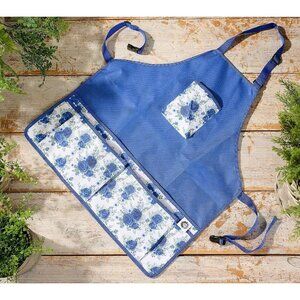 Girl Next Door Floral Garden Apron with Pockets Blue, A644455